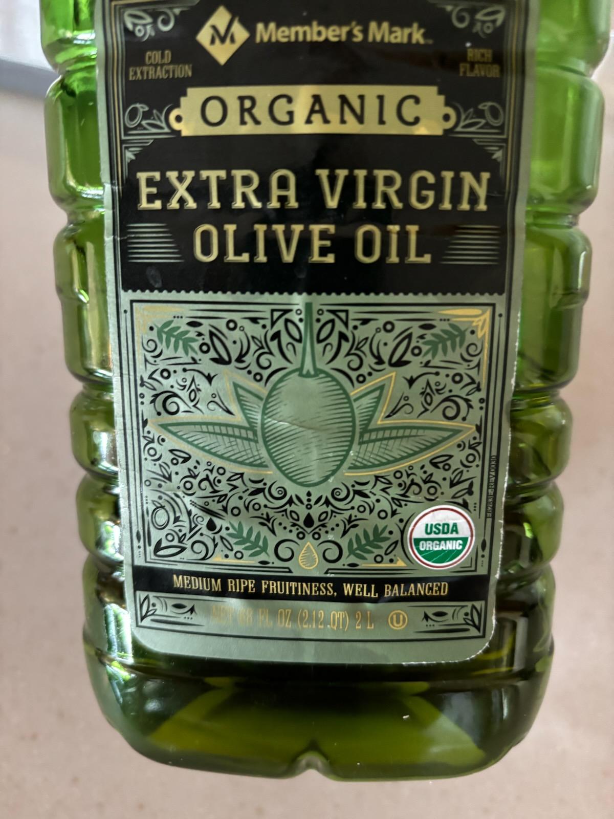 olive oil in a plastic container